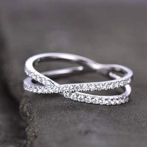 X Ring Criss Cross Ring X Cross Ring Wedding Band Gold X Ring 925 Sterling Silver Thin CZ Ring Micro Pave Ring Knuckle Ring Stacking Ring image 4