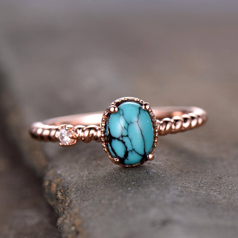Turquoise Ring Turquoise Engagement Ring Vintage Solitaire Etsy