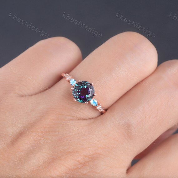 Alexandrite Ring Alexandrite Moonstone Ring Dainty Ring June