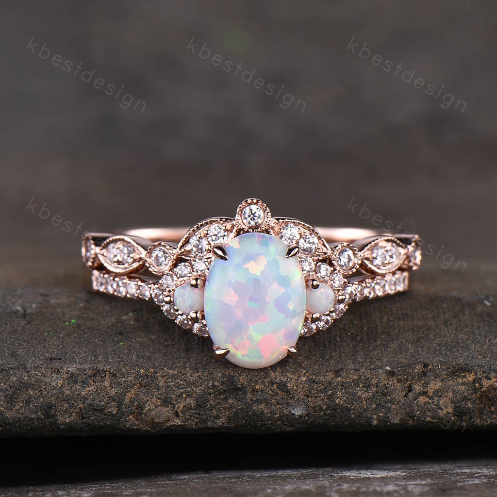 Etsy rose gold opal ring sale