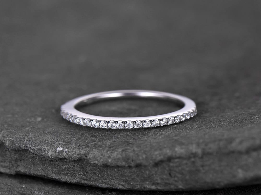 Sterling Silver Ring/cubic Zirconia Wedding Band/cz Wedding - Etsy