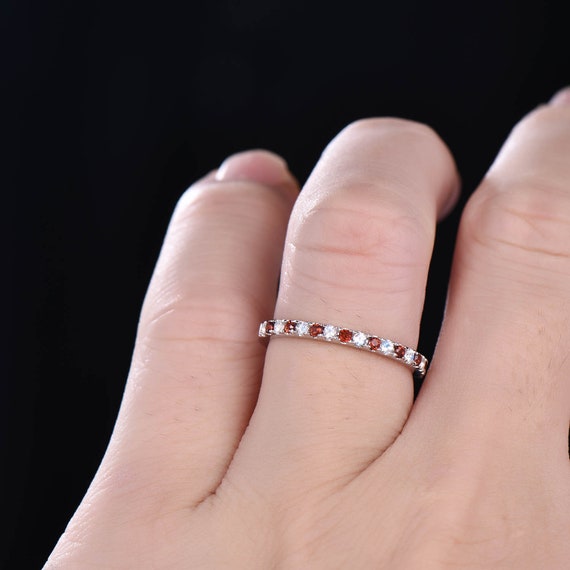 Garnet half eternity ring deals