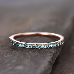 Eternity Band Alexandrite Ring Aniversary Ring Sterling Silver Matching Band Stacking Ring June Birthstone Rose Gold Plate Wedding Band