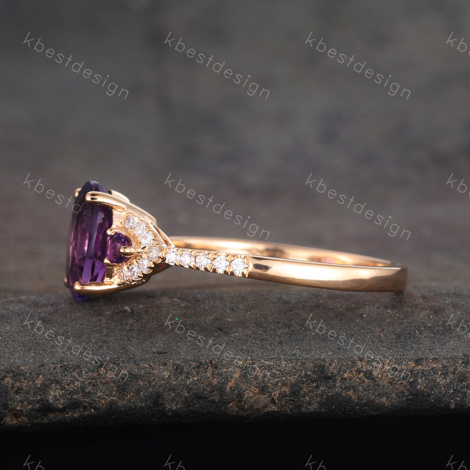 Amethyst Engagement Ring With Halo | Jewelry by Johan - Jewelry by Johan