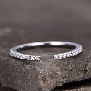 Open Gap Sterling Silver Wedding Ring/cz Wedding Band/bridal - Etsy