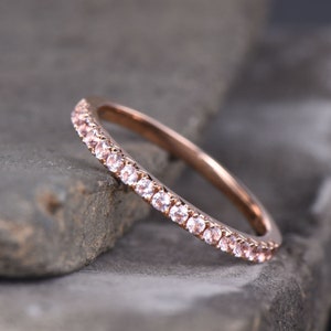 Eternity Band, Morganite Stacking Ring, Minimalist Ring, Rose Gold Ring, Morganite Band, Gifts for Her, Anniversary Ring image 4