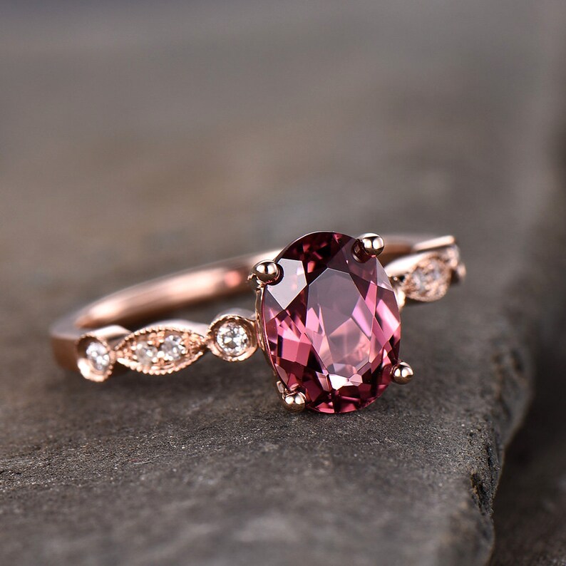 Pink Tourmaline Engagement Ring Natural Tourmaline Ring Oval - Etsy