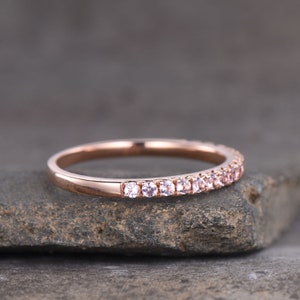 Eternity Band, Morganite Stacking Ring, Minimalist Ring, Rose Gold Ring, Morganite Band, Gifts for Her, Anniversary Ring image 2