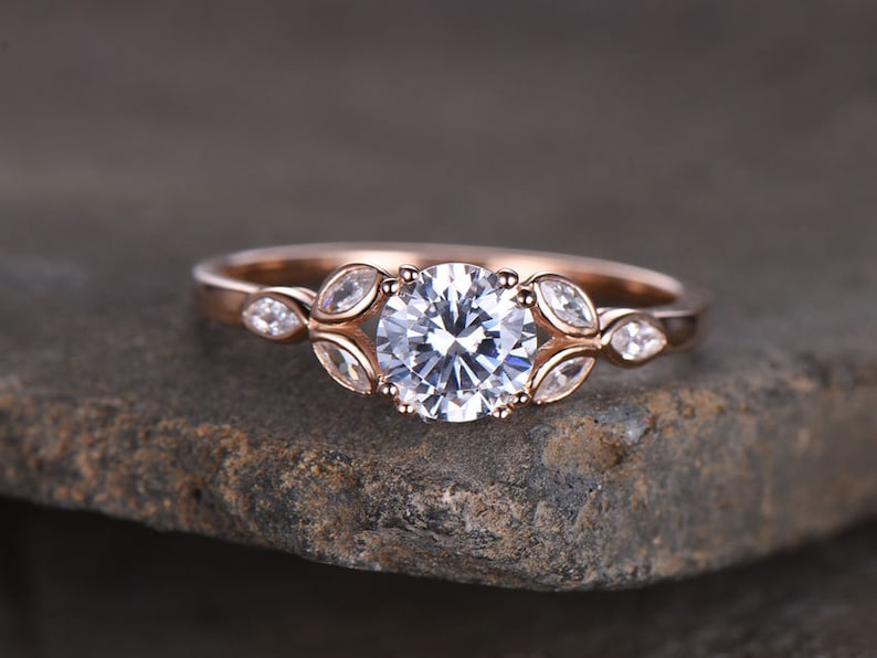 Sterling Silver Ring Round Cut Cubic Zirconia Engagement Etsy