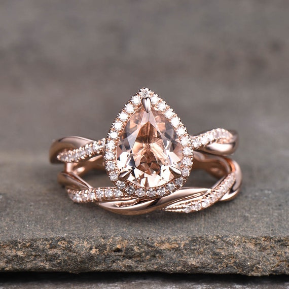 Vintage Diamond Pink Morganite Ring in Rose Gold – Boylerpf