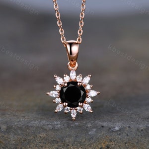 Black Onyx Necklace | Delicate Gemstone Necklace For Women | Black Stone Necklace | Unique Moissanite Pendant Necklace | Birthday Gift