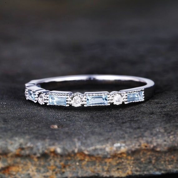 Aquamarine baguette best sale band