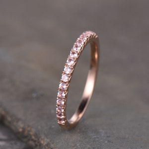 Eternity Band, Morganite Stacking Ring, Minimalist Ring, Rose Gold Ring, Morganite Band, Gifts for Her, Anniversary Ring image 1