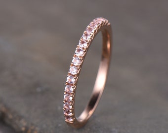 Eternity Band, Morganite Stacking Ring, Minimalist Ring, Rose Gold Ring, Morganite Band, Gifts for Her, Anniversary Ring