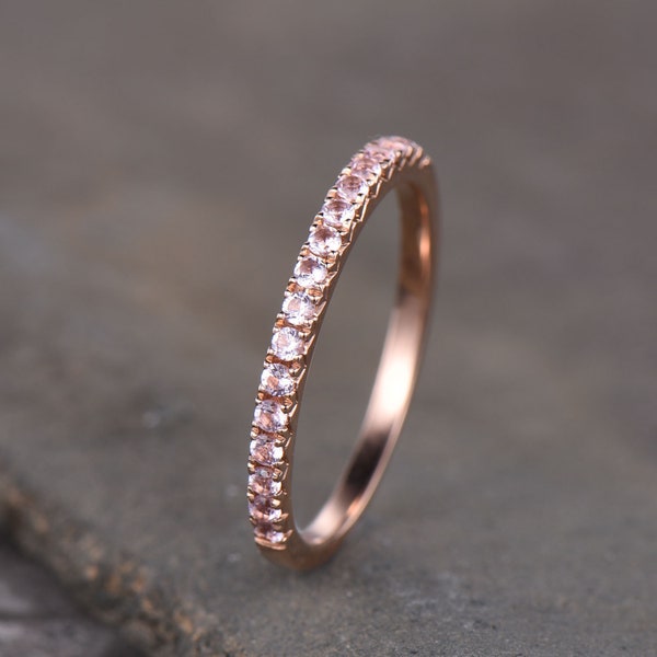 Eternity Band, Morganite Stacking Ring, Minimalist Ring, Rose Gold Ring, Morganite Band, Gifts for Her, Anniversary Ring