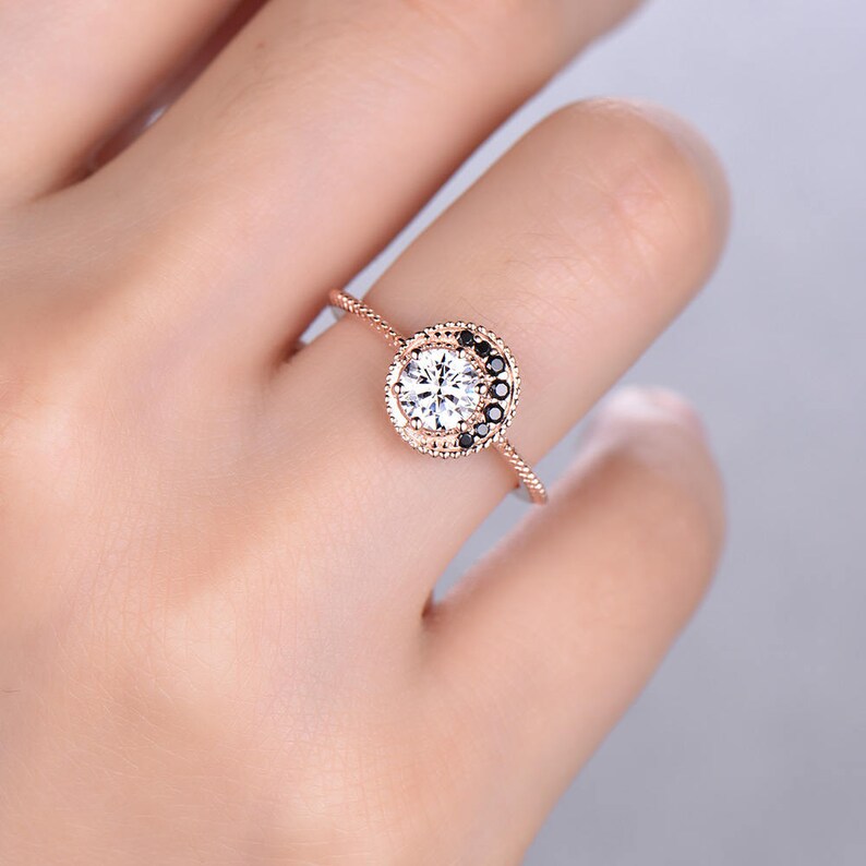 Art Deco Engagement Ring Brilliant Cut CZ Diamond Wedding Ring Etsy