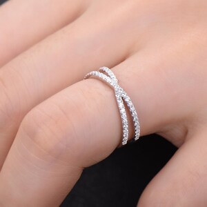 X Ring Criss Cross Ring X Cross Ring Wedding Band Gold X Ring 925 Sterling Silver Thin CZ Ring Micro Pave Ring Knuckle Ring Stacking Ring image 7