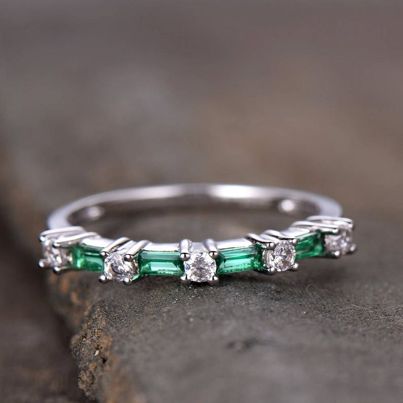Emerald Wedding Ring Stacking Ring Emerald Ring Vintage CZ Etsy UK