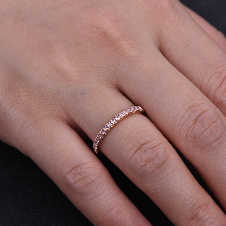 Eternity Band, Morganite Stacking Ring, Minimalist Ring, Rose Gold Ring, Morganite Band, Gifts for Her, Anniversary Ring image 6