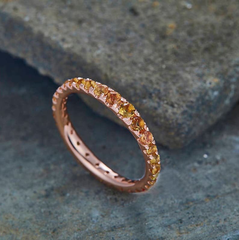 Citrine Wedding Ring Full Eternity Band Yellow Citrine Ring - Etsy