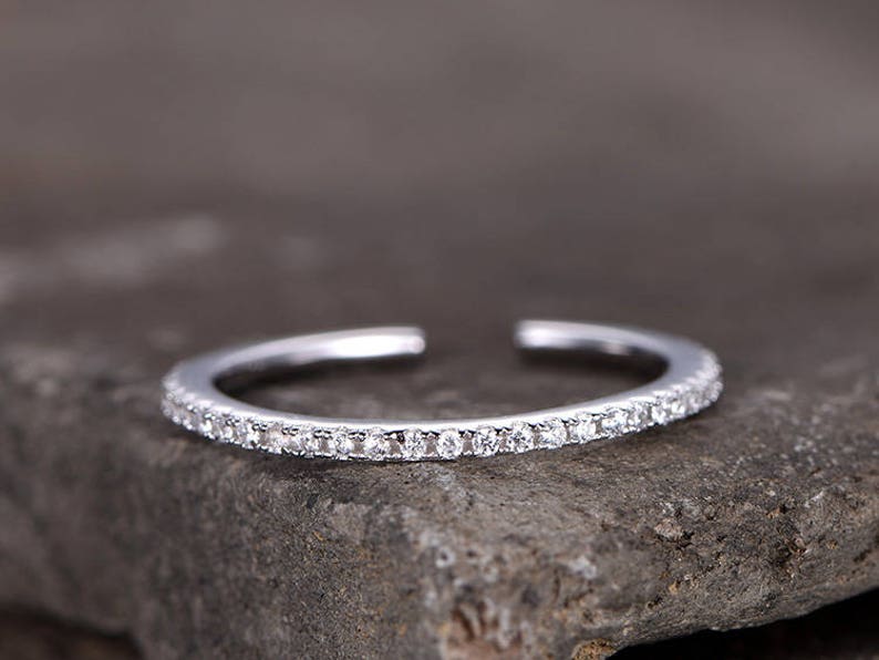 Open Gap Sterling Silver Wedding Ring/cz Wedding Band/bridal | Etsy