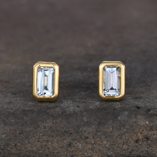 Aquamarine Stud Earrings - Etsy