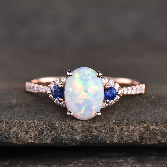 Opal sapphire hotsell engagement ring