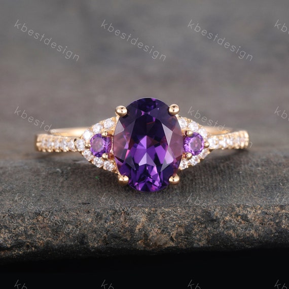 Natural PURPLE Spinel Gemstone Set in 14k White Gold Diamond Ring and Free  Shipping - Etsy