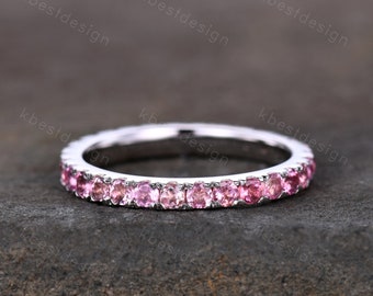 Akruti Jewels 0.33 Ct silver Round Pink Sapphire Ladies Anniversary Stackable Wedding Band Akruti Jewels 0.33 Ct silver Round Pink Sapphire Ladies Anniversary Stackable Wedding Band