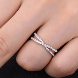 X Ring Criss Cross Ring X Cross Ring Wedding Band Gold X Ring 925 Sterling Silver Thin CZ Ring Micro Pave Ring Knuckle Ring Stacking Ring image 6