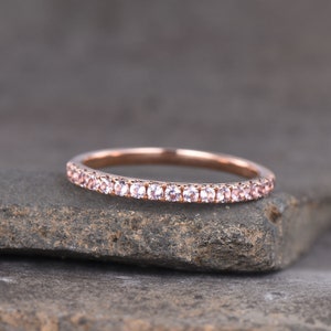 Eternity Band, Morganite Stacking Ring, Minimalist Ring, Rose Gold Ring, Morganite Band, Gifts for Her, Anniversary Ring image 5