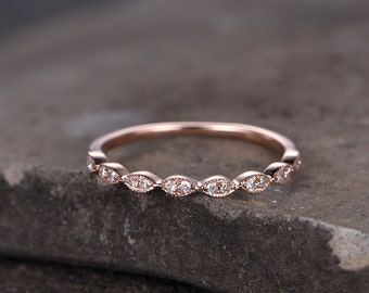 Sterling silver ring for women/Cubic Zirconia wedding band/CZ wedding ring/stackable ring/Matching band/Xmas gift/Rose gold plated