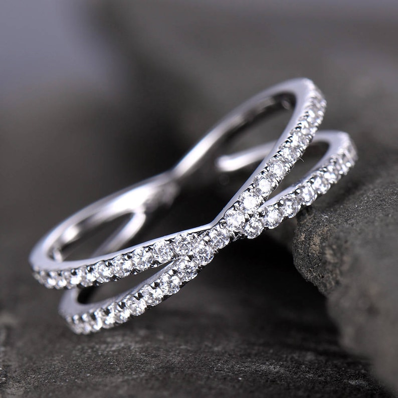 X Ring Criss Cross Ring X Cross Ring Wedding Band Gold X Ring 925 Sterling Silver Thin CZ Ring Micro Pave Ring Knuckle Ring Stacking Ring image 1