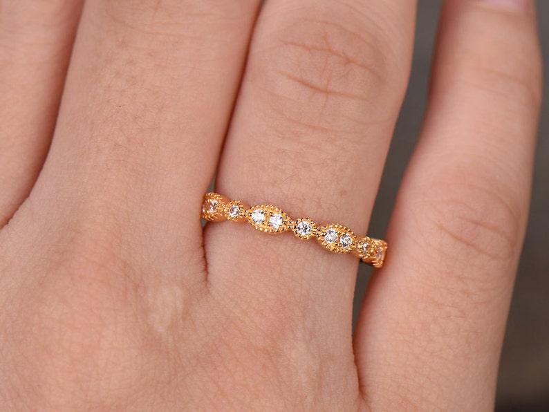Sterling silver ring for womenCubic Zirconia wedding bandCZ wedding ringstackable ringMatching bandXmas giftCan custom set stone QTY