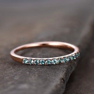 Eternity Band Alexandrite Ring Aniversary Ring Sterling Silver Matching Band Stacking Ring June Birthstone Rose Gold Plate Wedding Band image 5