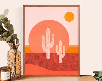 Cactus Wall Art || Boho Desert || Southwest Decor || Physical Art Print