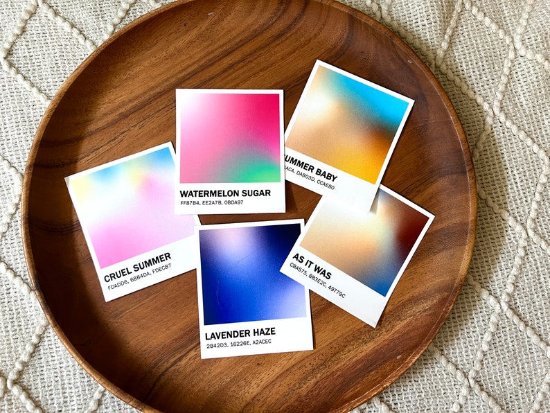 An array of 5 similar stickers including Watermelon Sugar, Summer Baby, As It Was, and Lavender Haze