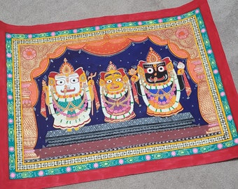 Imprimir Pattachitra pintando Jagganath, Subhadra y Balram.