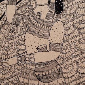 Indian Woman Carrying Water Pots, Madhubani Painting Handmade Preorder ...