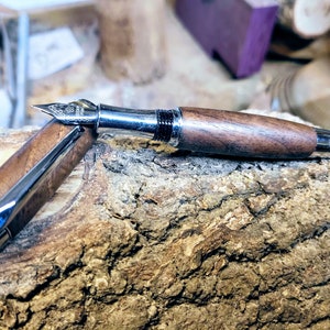 Sawn Walnut Hand Turned Fountain Pen