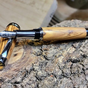 Certified Old Bethlehem Olive wood Hand Turned Fountain Pen