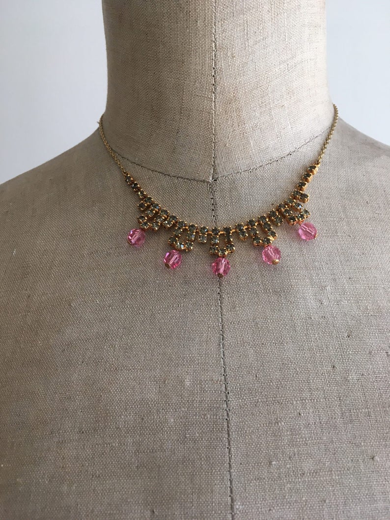 Pink 1950\u2019s Glass Choker