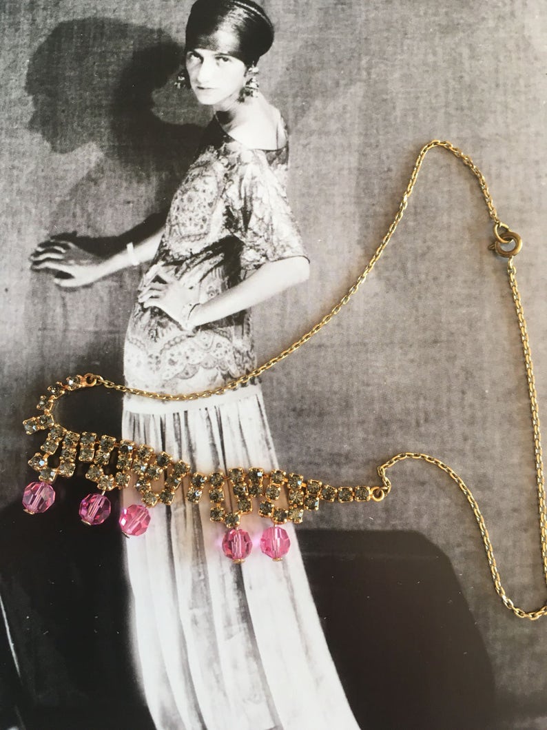 Pink 1950\u2019s Glass Choker