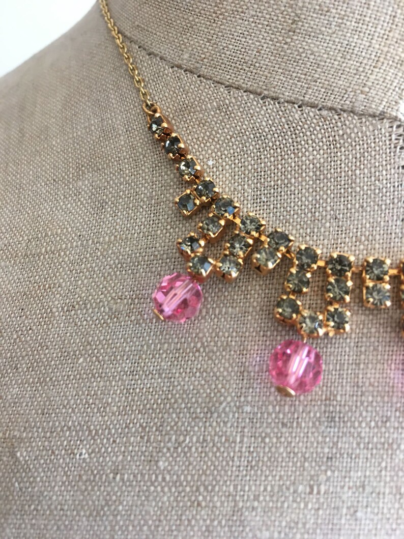 Pink 1950\u2019s Glass Choker