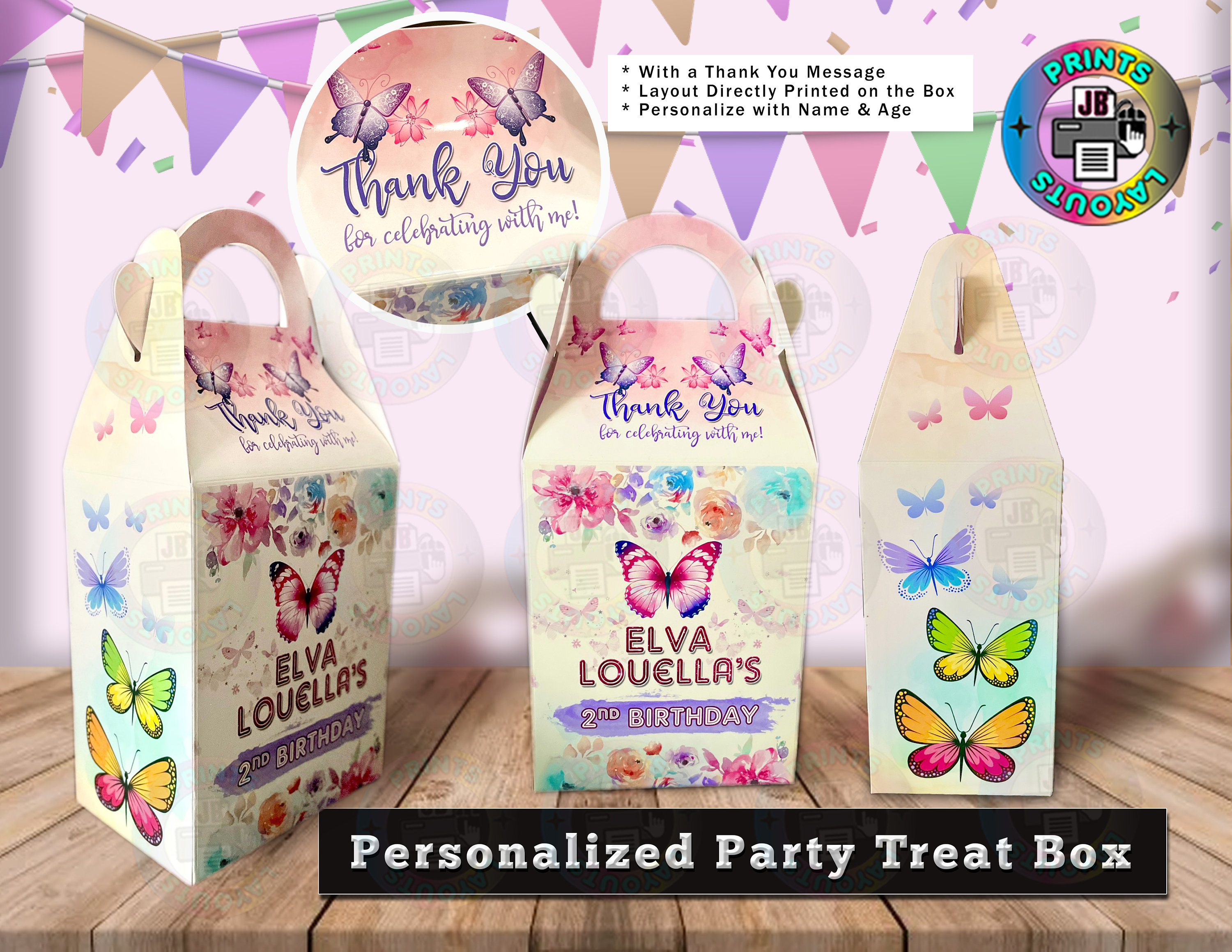 ❤︎ Personalized Printed Party Treat Box | Gift /favor/candy Box