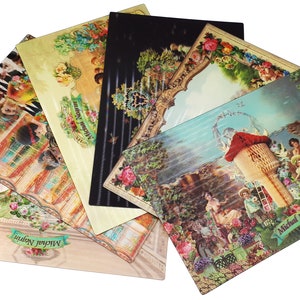 Michal Negrin 6 stuks Lenticulaire ansichtkaarten Veel wenskaarten Holografisch 3D Bloemen Victoriaanse rozen Nostalgie Retro antiek Briefpapier Papier