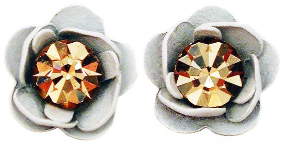 Michal Negrin Rose Stud Earrings Swarovski Crysta… - image 7