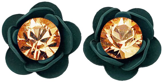 Michal Negrin Rose Stud Earrings Swarovski Crysta… - image 8