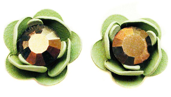 Michal Negrin Rose Stud Earrings Swarovski Crysta… - image 2