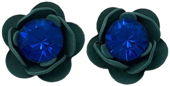 Michal Negrin Rose Stud Earrings Swarovski Crysta… - image 3